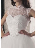 Lace Tulle High Neckline Corset Back Unusual Wedding Dress 